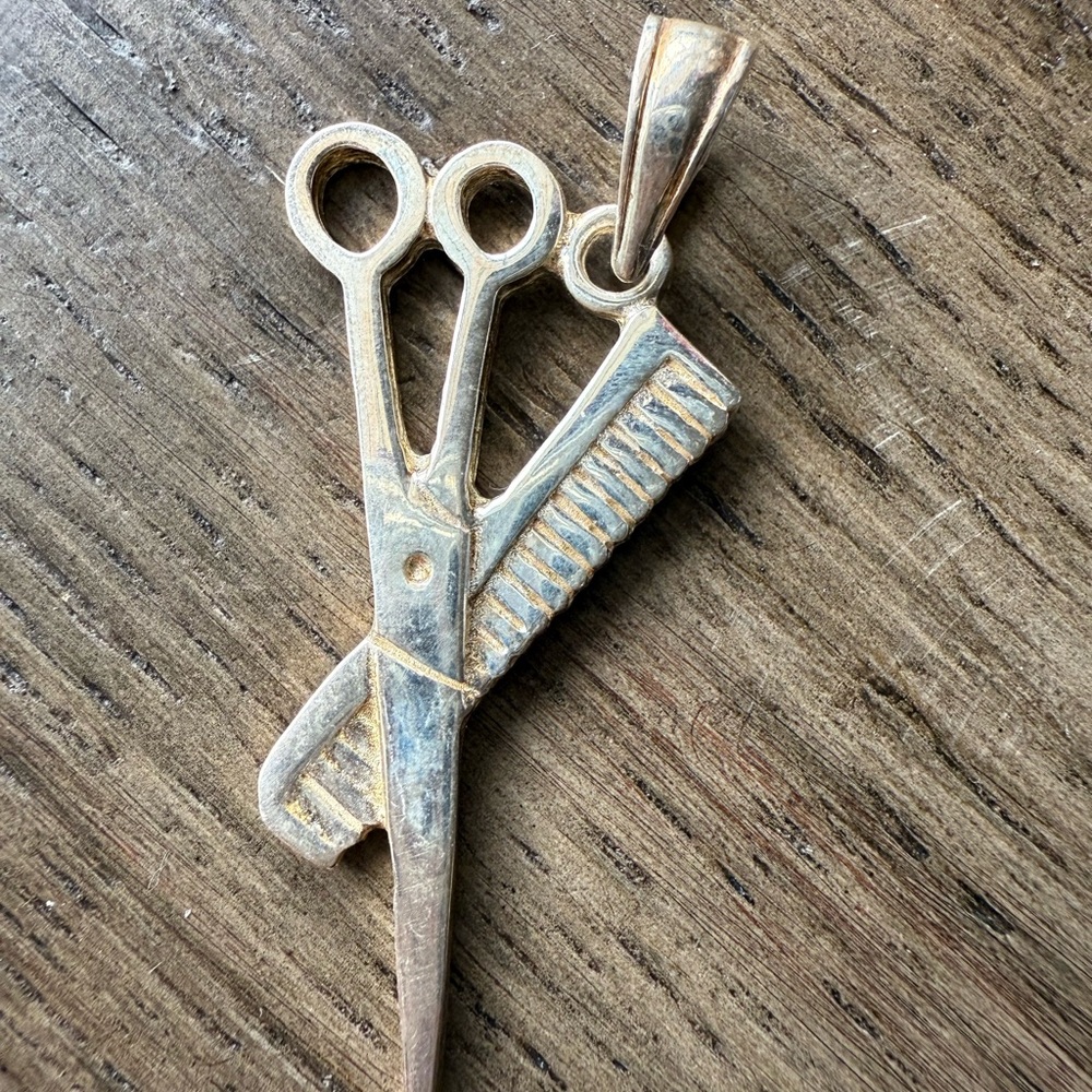 Sterling Scissor & Comb Pendant